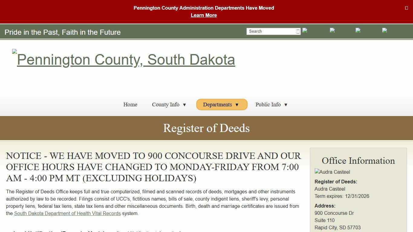 Register of Deeds - Pennington County, South Dakota